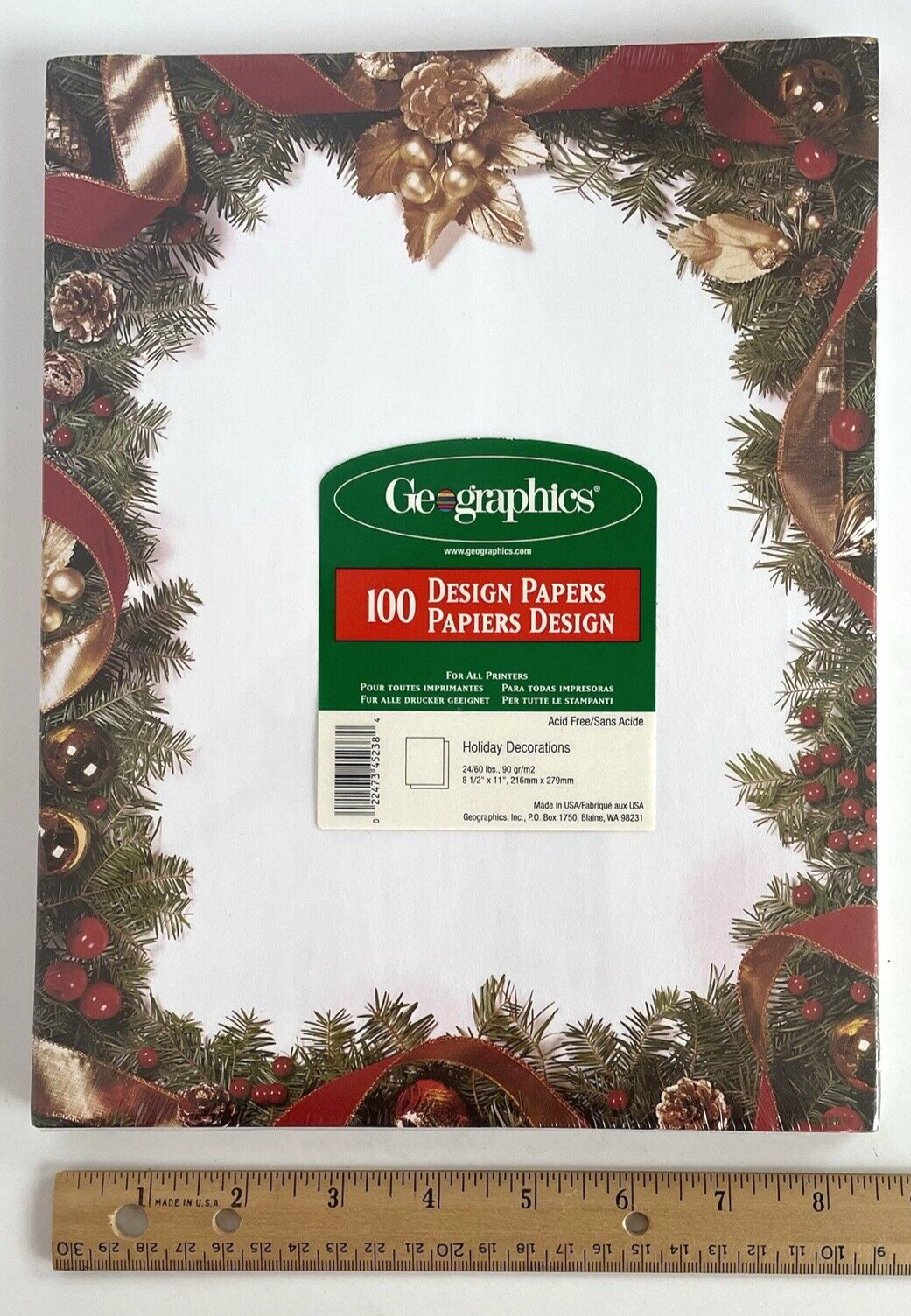 NEW Holiday Paper 8 1/2 x 11″ Christmas Stationary 100 Count Geographic 24/60 LB
