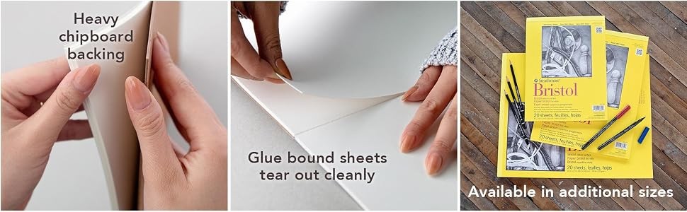 300 Series Tape Bound Bristol Pad, 100 lb. Smooth Surface, 9 X 12 inches, White,