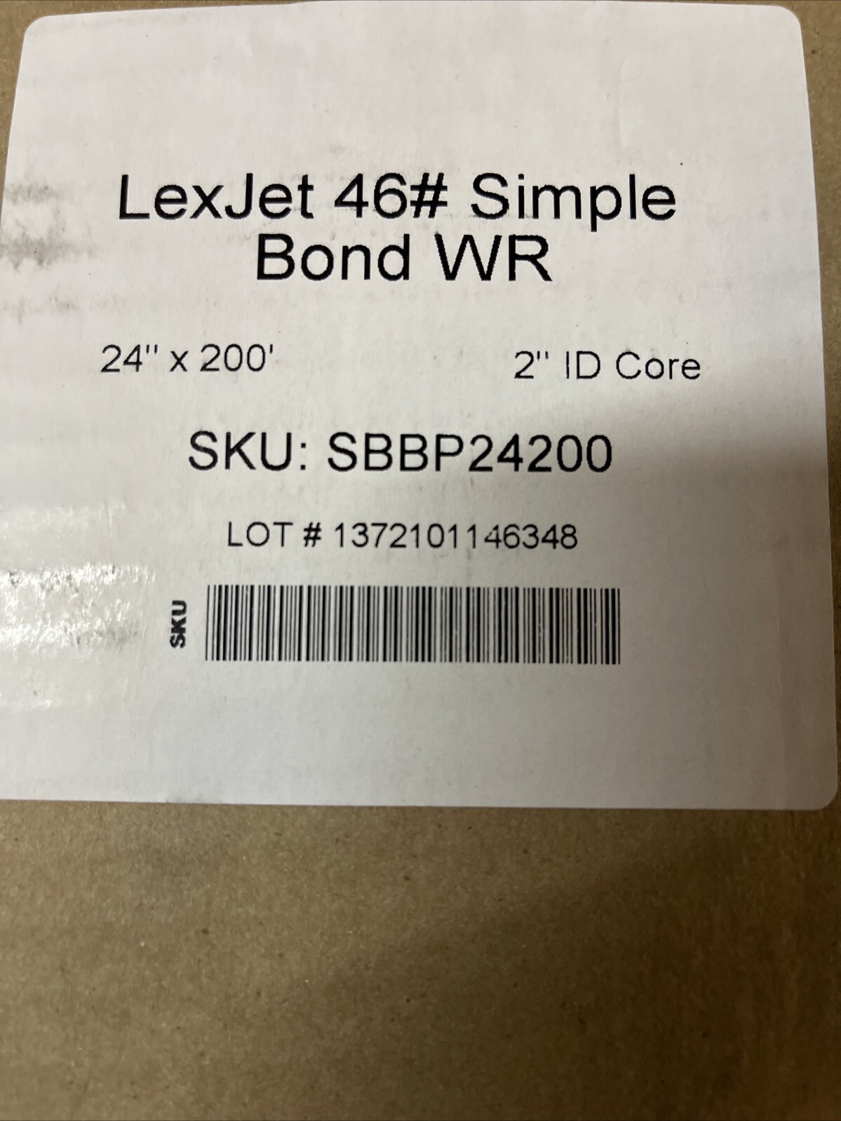 LexJet 46# Simple Bond WR 24″x200′ 2″ ID Core, SBBP24200