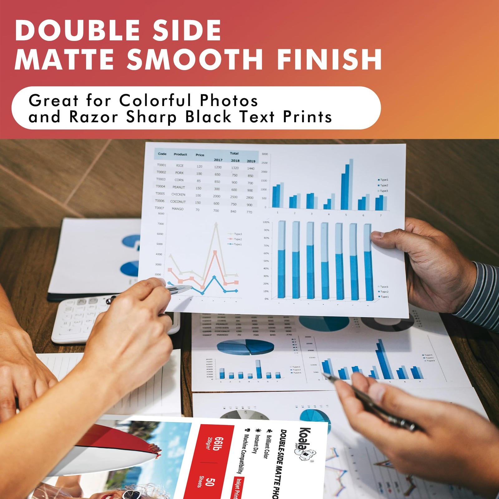 Koala 50 PCS Double Sided Matte Thick Photo Paper 13×19 Inch 250gsm Inkjet
