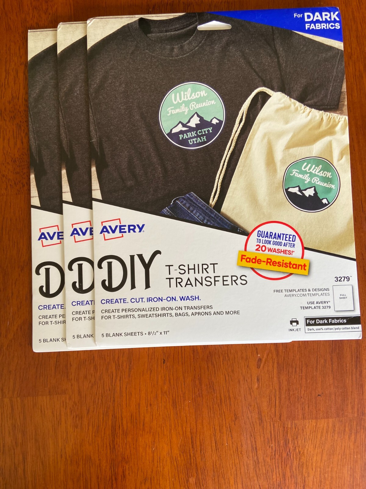 “AVERY Printable Heat Transfer Paper for Dark Fabrics Lot of 3