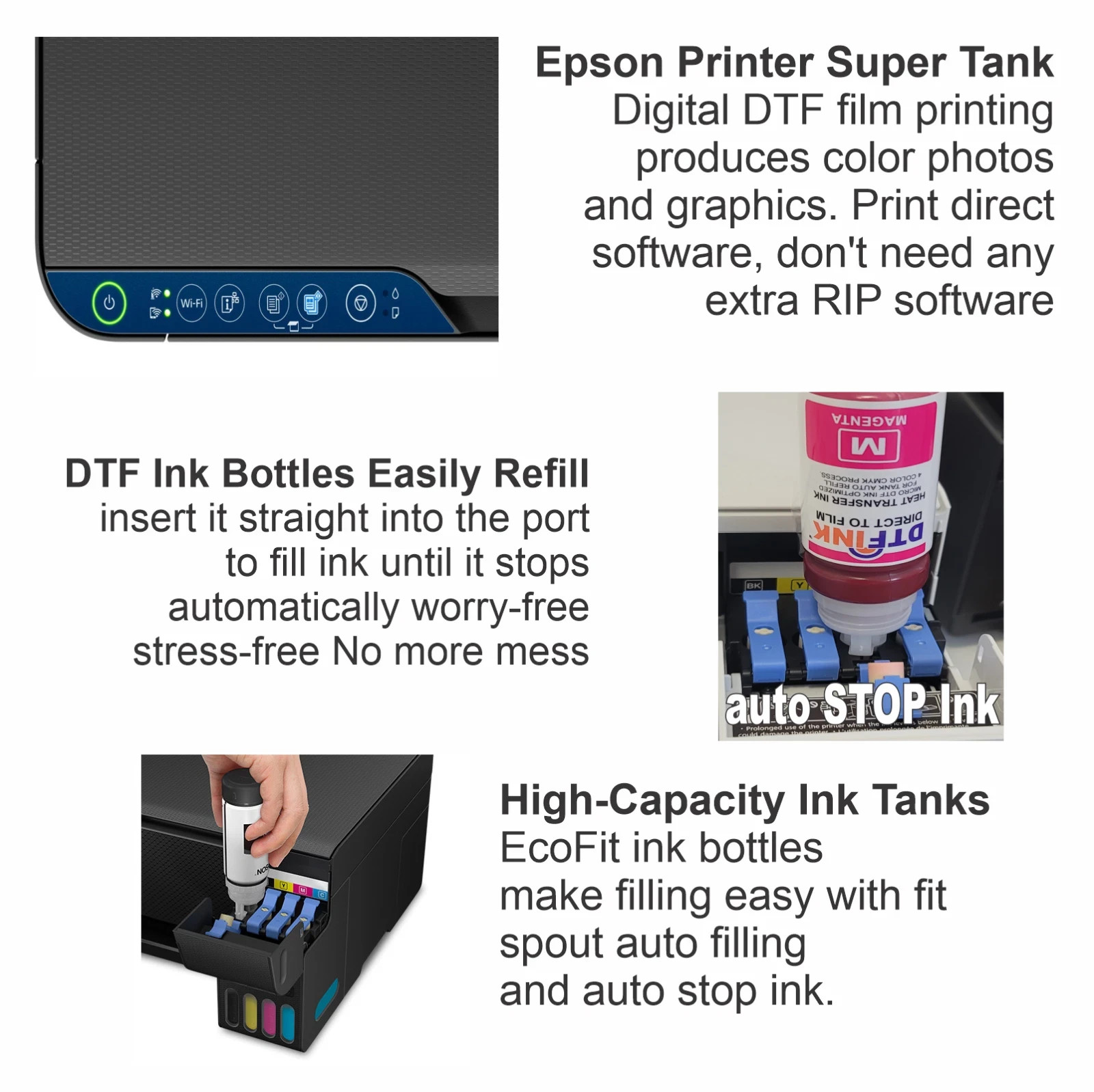 Epson Printer with DTF ink plus Heat Press 12″x15″ T-Shirt Maker Bundle/