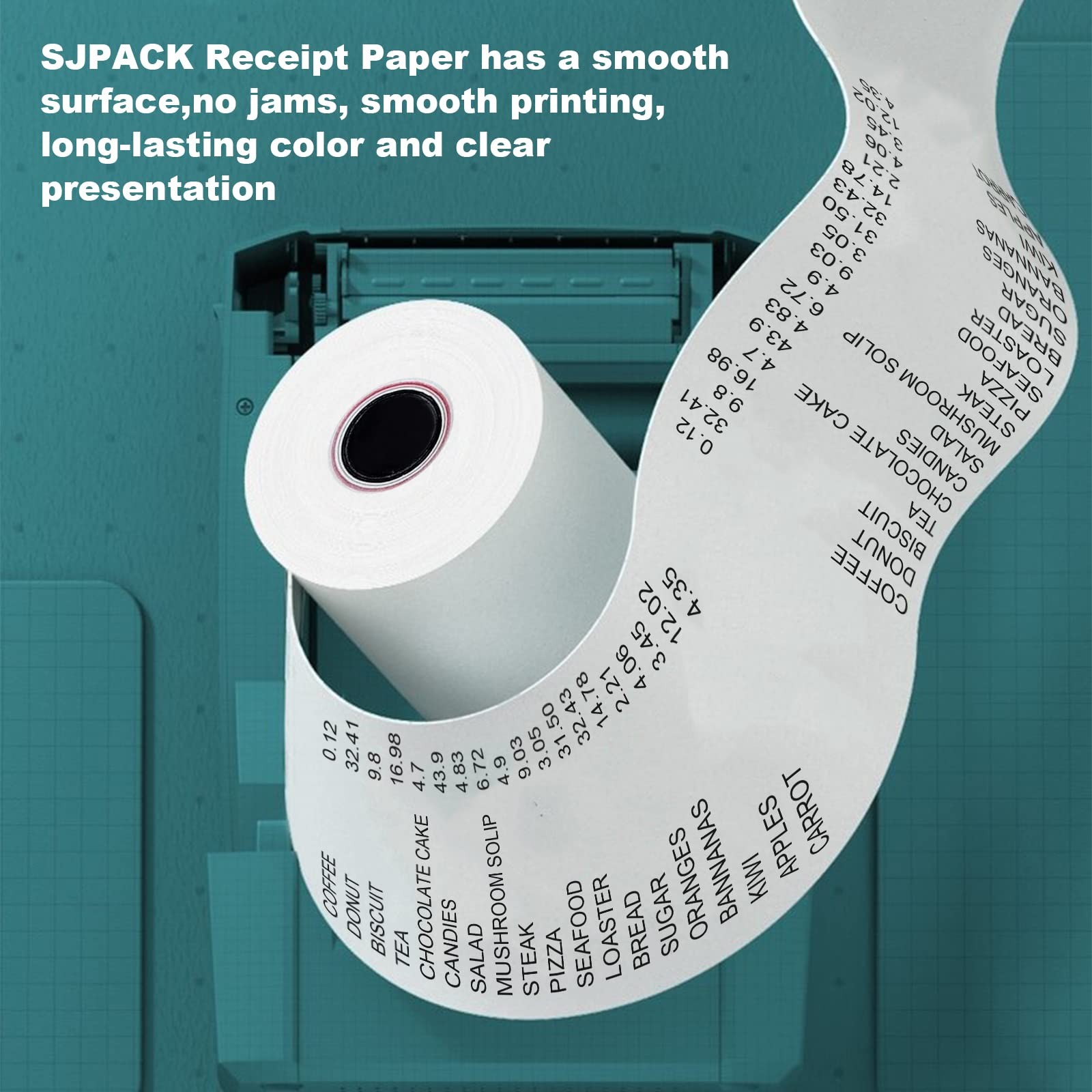 SJPACK Thermal Paper 2 1/4″ x 50′ Pos Receipt Paper, 50 2-1/4″x 50′, White