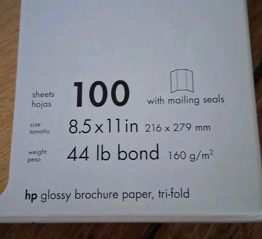 HP Inkjet Tri-Fold Brochure Paper Matte Finish 8.5″ x 11″ 100pcs New