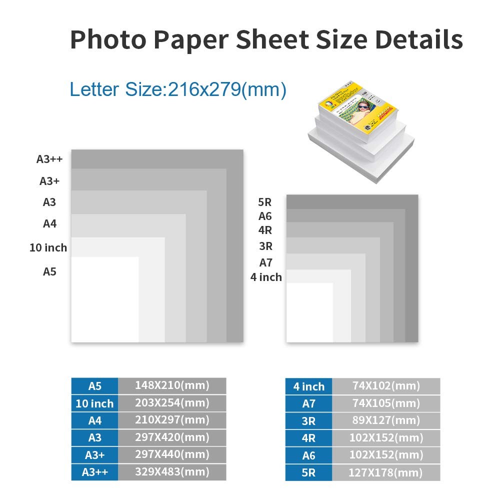 Single Sided High Glossy Inkjet Photo Printer Paper 135gsm 8.5×11 In 100 Sheets