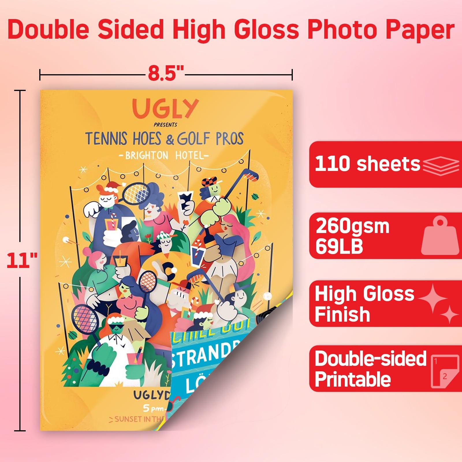 110 Sheets Thick Double Side Glossy Photo Paper 8.5×11 Inches 69lbs for Inkje…