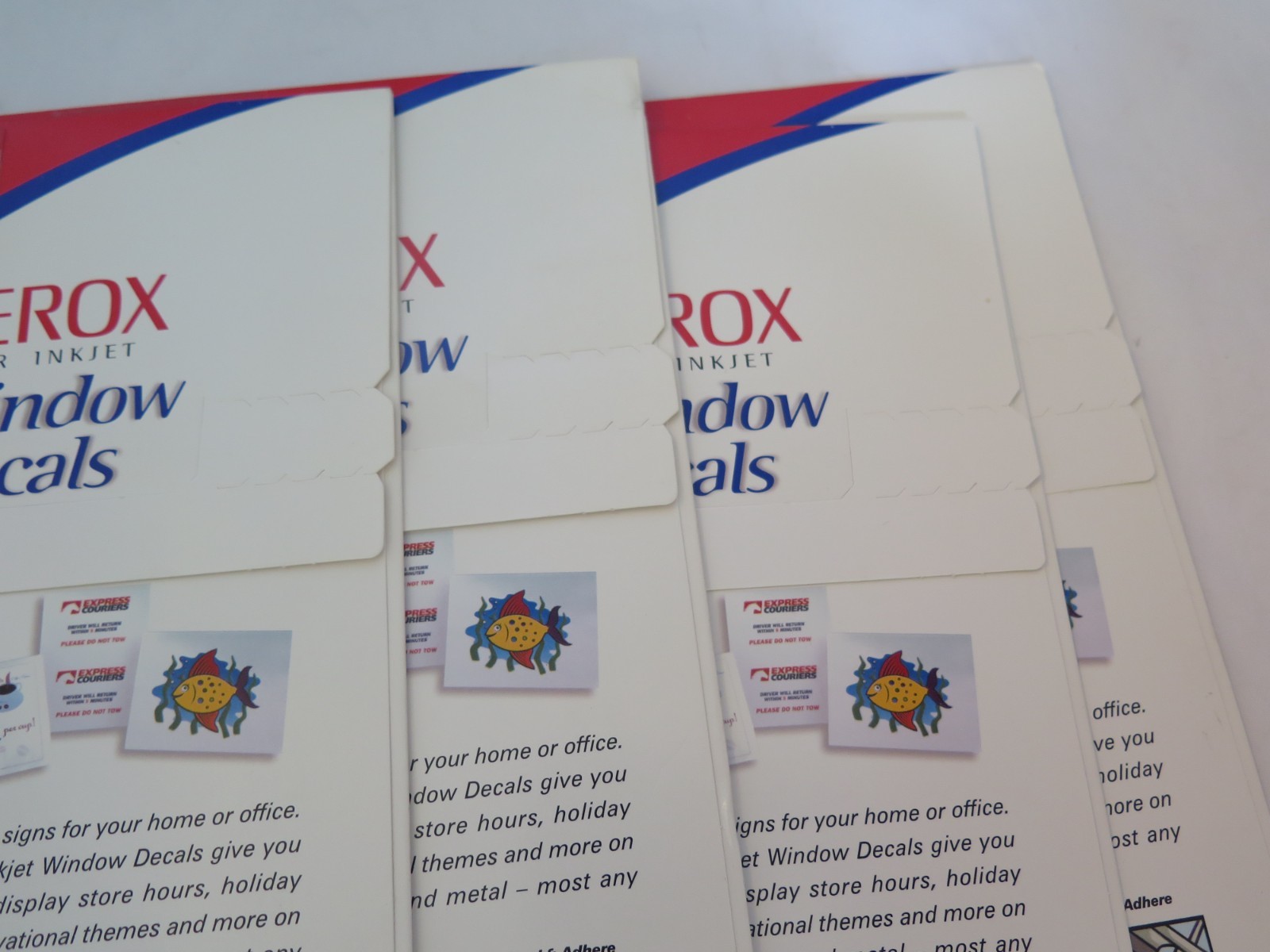 Xerox Color Inkjet 6 Sheet Window Decals – Lot of 4 – 8-1/2 x 11 -New in Package