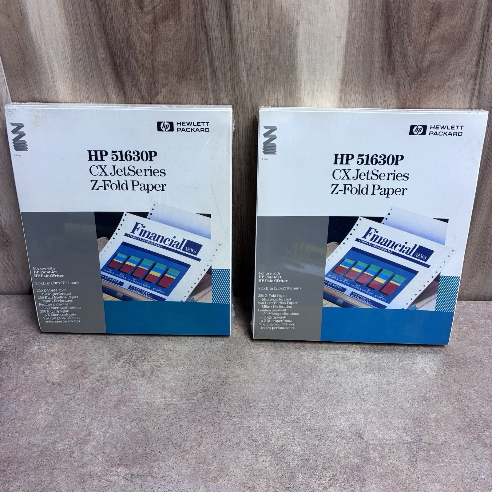 Lot Of 2 HP 61360P CX Jet Series Z-Fold Paper 250 Sheets Each New Sealed 8 1/2”x