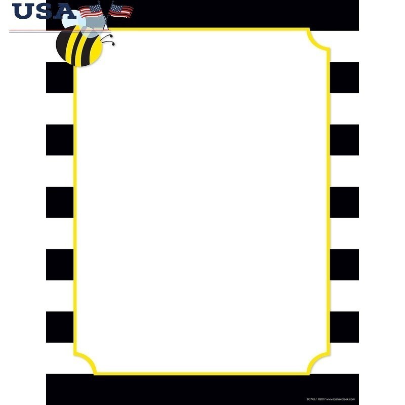 Decorative Computer Paper Wide Stripes W/ Bee 50 Sheets Home Office Use