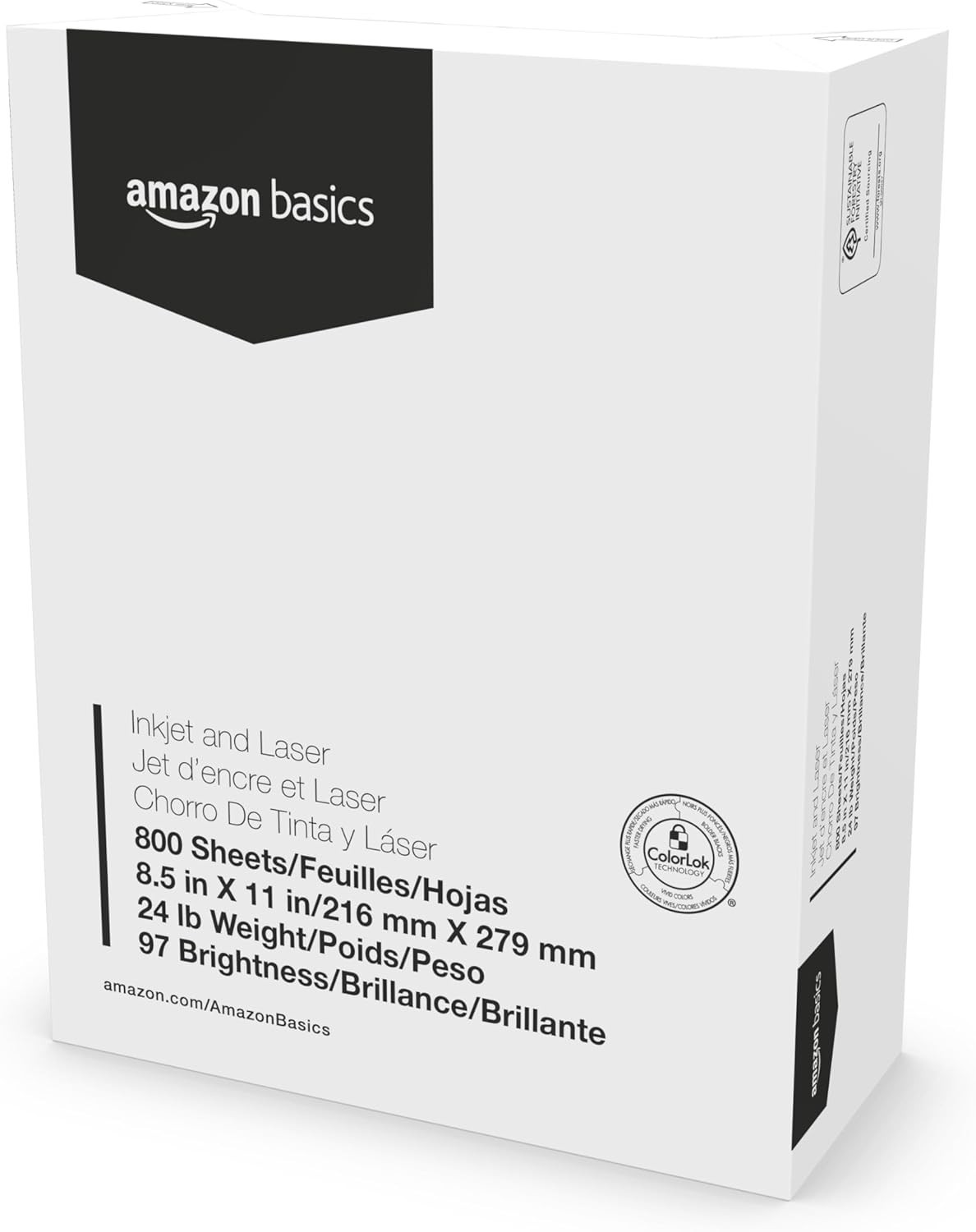 Multipurpose Copy Printer Paper 8.5×11 24lb 97 Bright White 800 Sheets