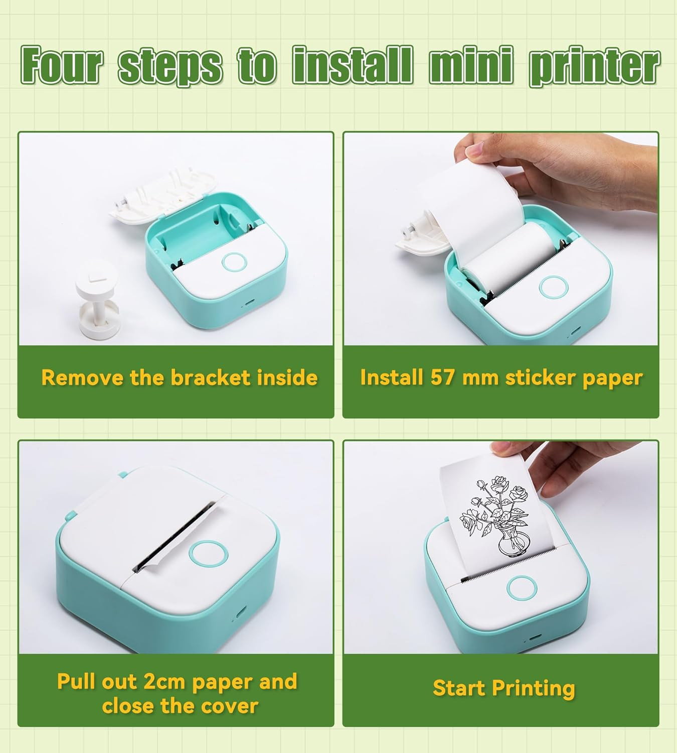 6 Roll Mini Sticker Printer Photo Paper, 57 X 30Mm Thermal Printer Paper White S