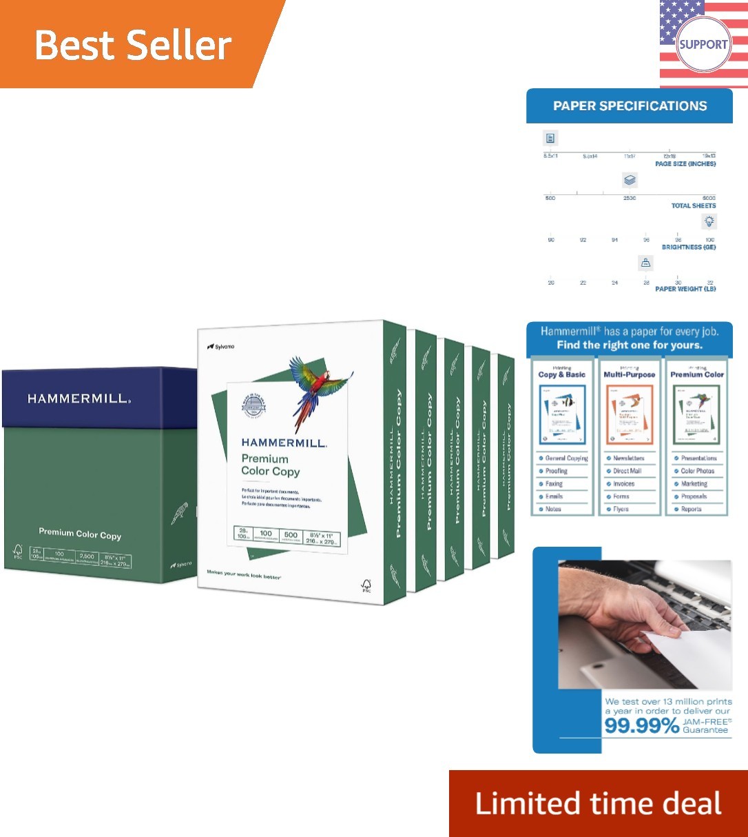 Superior 28 lb Copy Paper, 2500 Sheets, 100 Brightness, White Finish