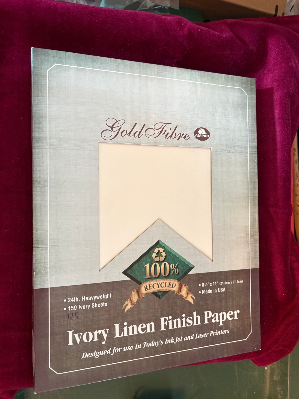Ivory Linen Finish Paper 24lb 8 1/2″x 11″ Open Box 125+ Sheets Ampad Gold Fiber
