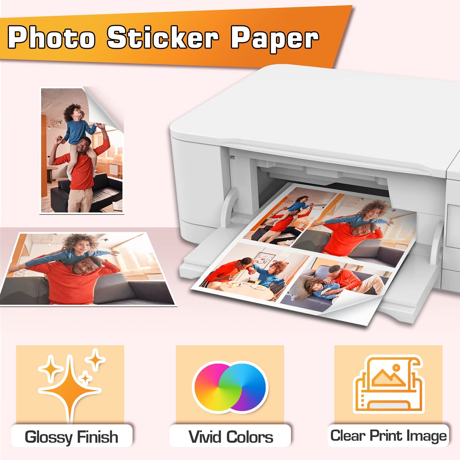(50 Sheets) Koala Glossy Sticker Paper for Inkjet Printer, Printable Sticker Pap