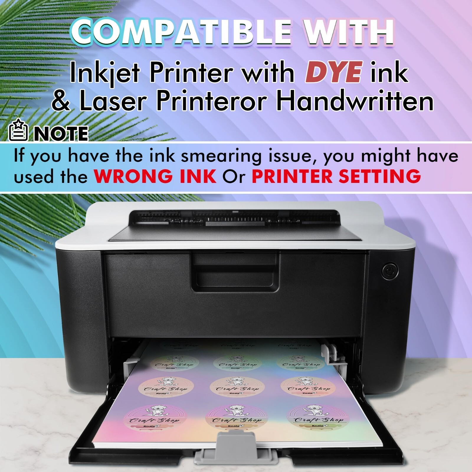 Lot 60-480 Koala Holographic Round Label 2″ Vinyl Sticker Paper for Inkjet Laser