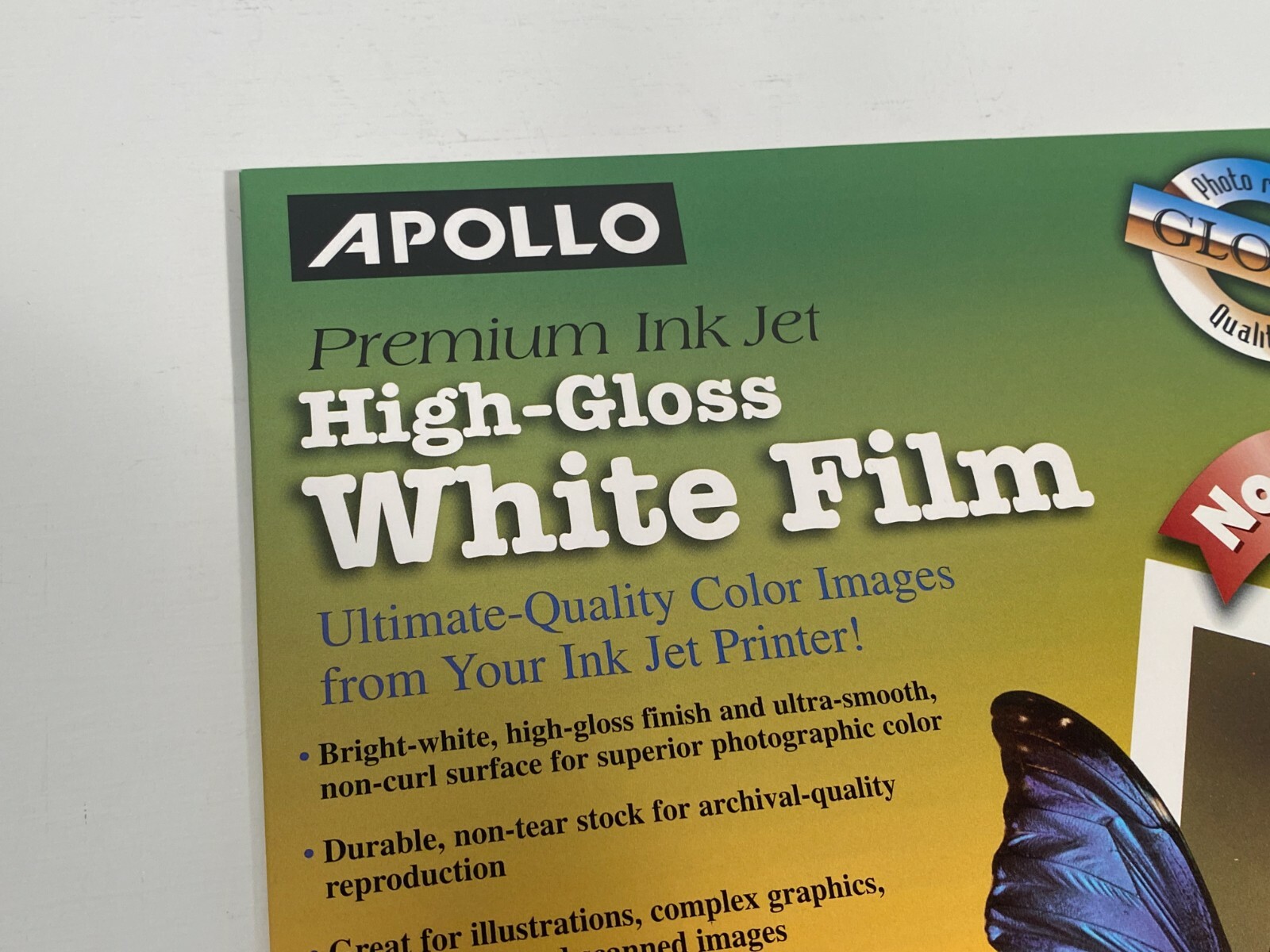 Apollo Premium Ink Jet High Gloss White Film 8.5 x 11″ ( 20 Packs of 10 – 200)