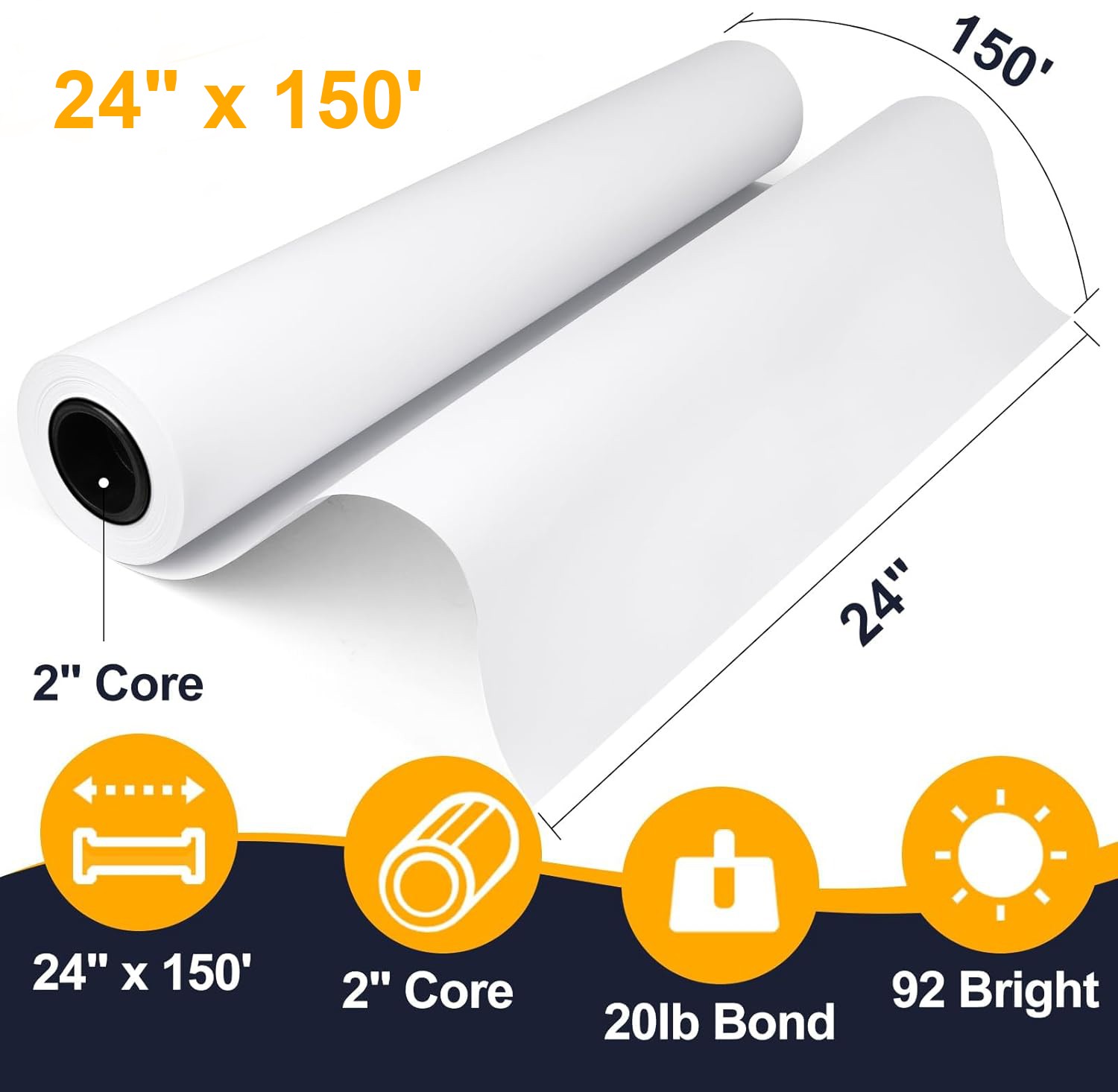 24″ x 150′ 36″ x 150′ Plotter Paper CAD Bond Roll for Wide Format Inkjet Printer