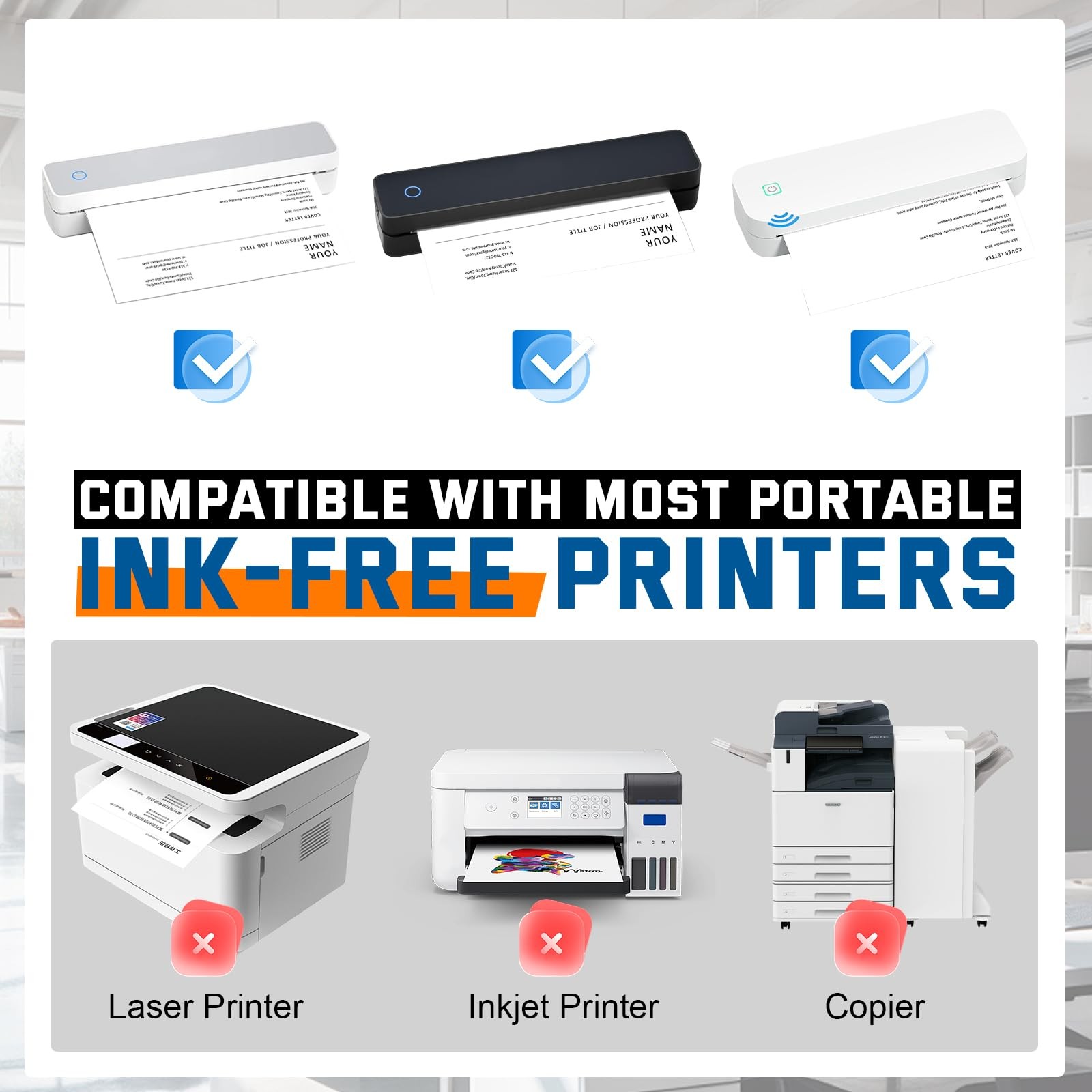 Atnadov 8 Rolls Thermal Printer Paper 8.5”x11” US Letter 8 Rolls, White