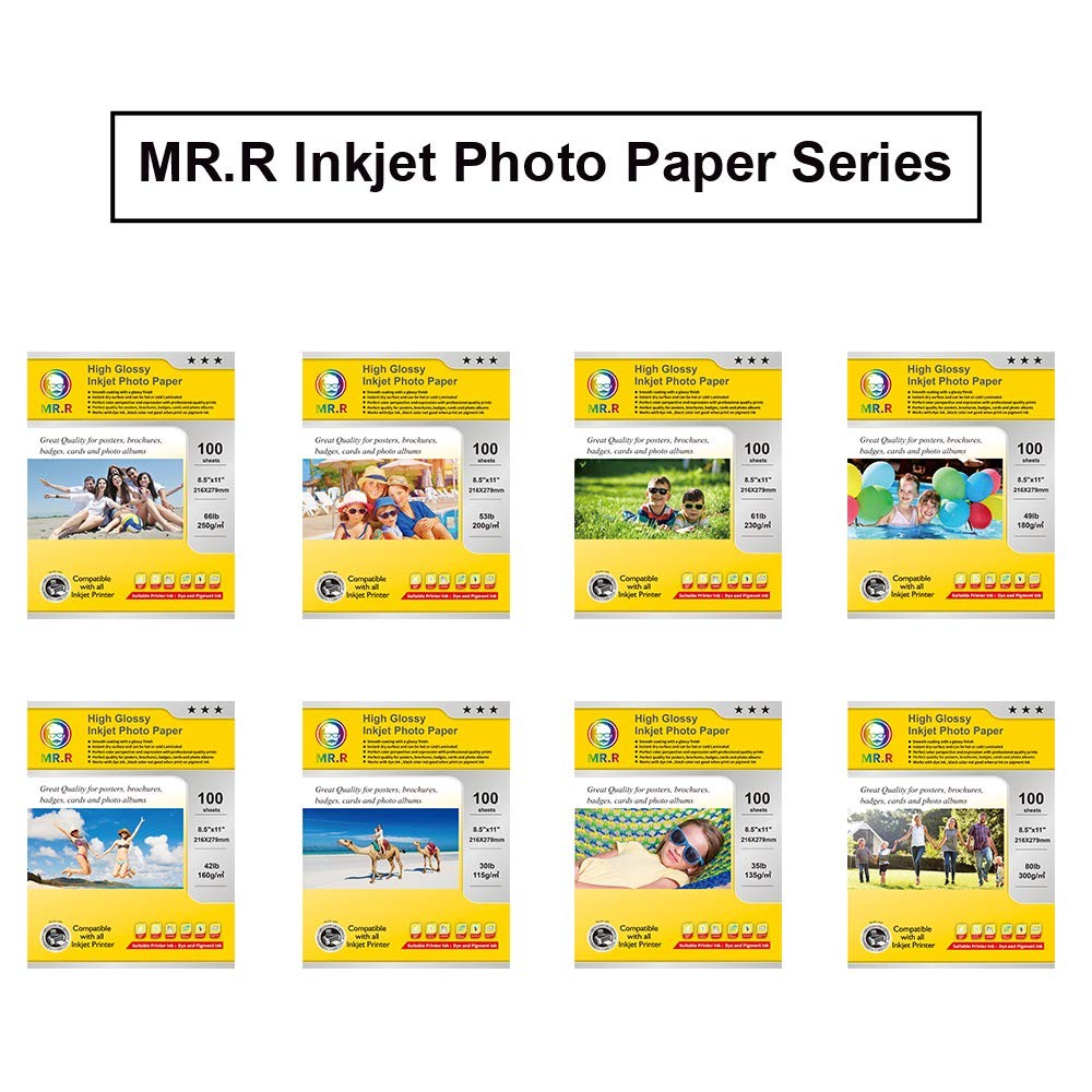 100 Sheets 8.5×11 Inch Single Side High Glossy Inkjet Photo Paper 115gsm