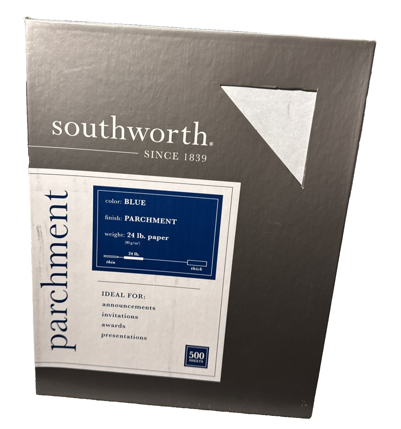 Southworth Parchment Paper 24 lb Blue 100 Bright 8.5 x 11 500 sheets