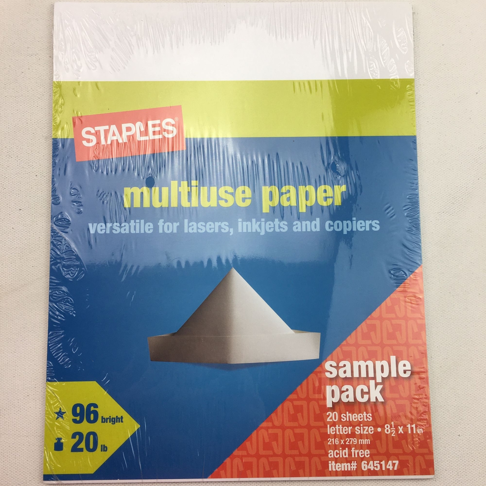 Staples Multiuse Paper Sample Pack 20 Letter Size 96 Bright 20# Acid Free 645147
