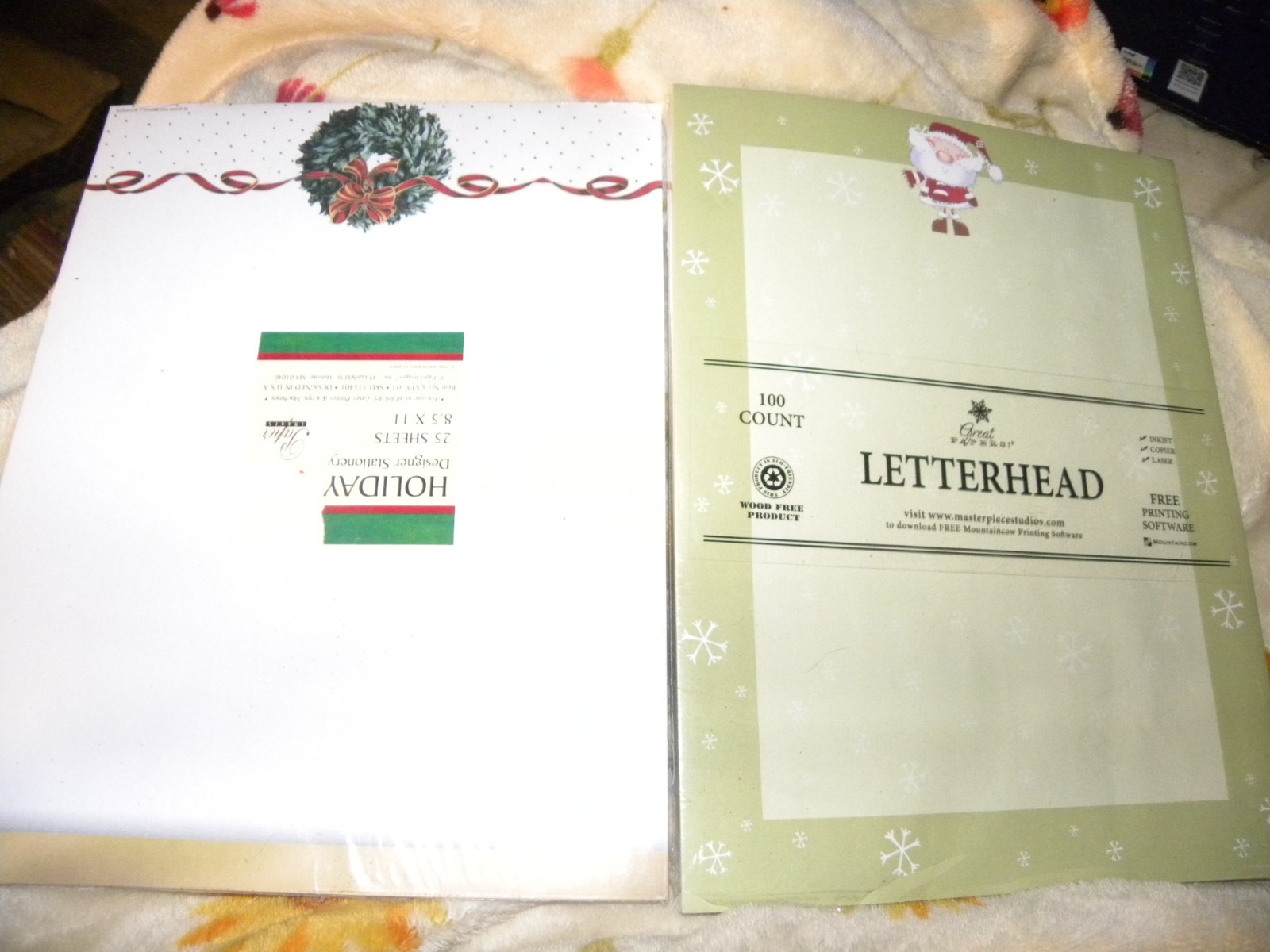 2 Packages Christmas Computer Stationery Paper 8.5 x 11″ Total 125 sheets NEW