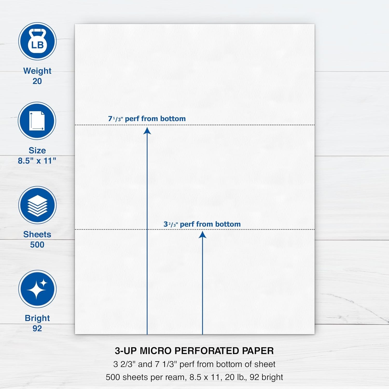 Professional Quality 8.5 x 11 Perforated Paper – 500 Sheets, Perfect for Reports