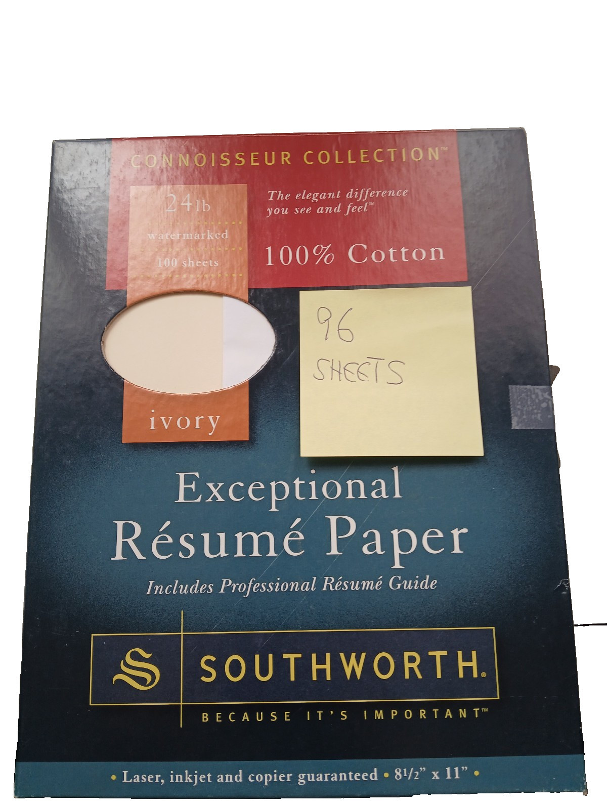 Southworth Company Resume Paper Ivory 100% cotton 96 sheets