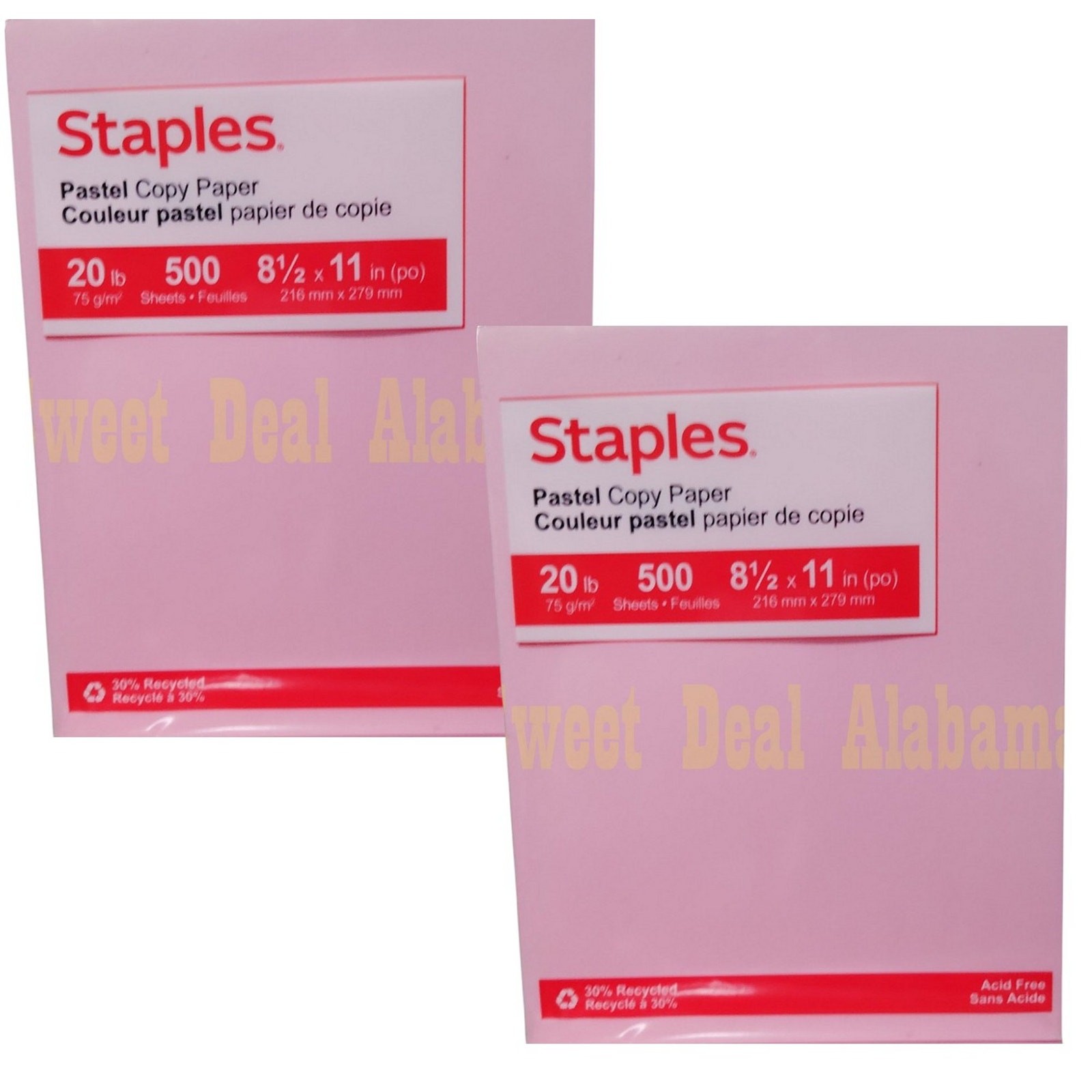 2 Reams, 1000 Pages, Staples Pastel Pink Copy Paper 8-1/2″ X 11″ No.14779