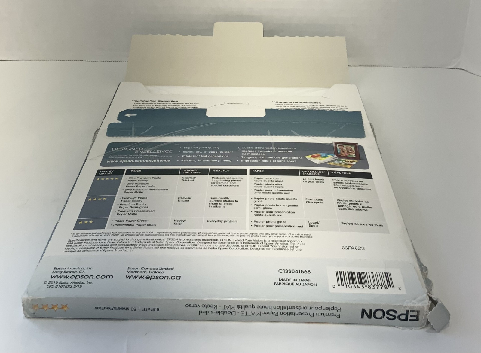 Epson Premium Presentation Paper, Matte, 50 Sheets, 8.5″ x 11″