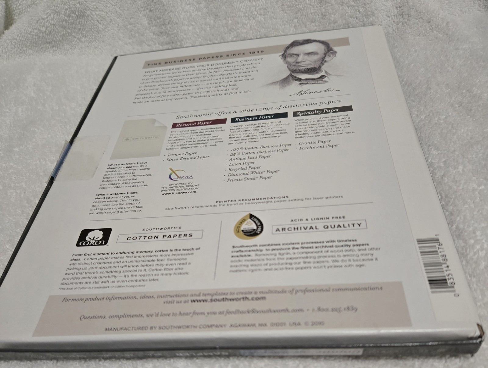 Southworth Granite Specialty Paper Sampler w/ 10 of 5 Colors–Missing 3 Ivory