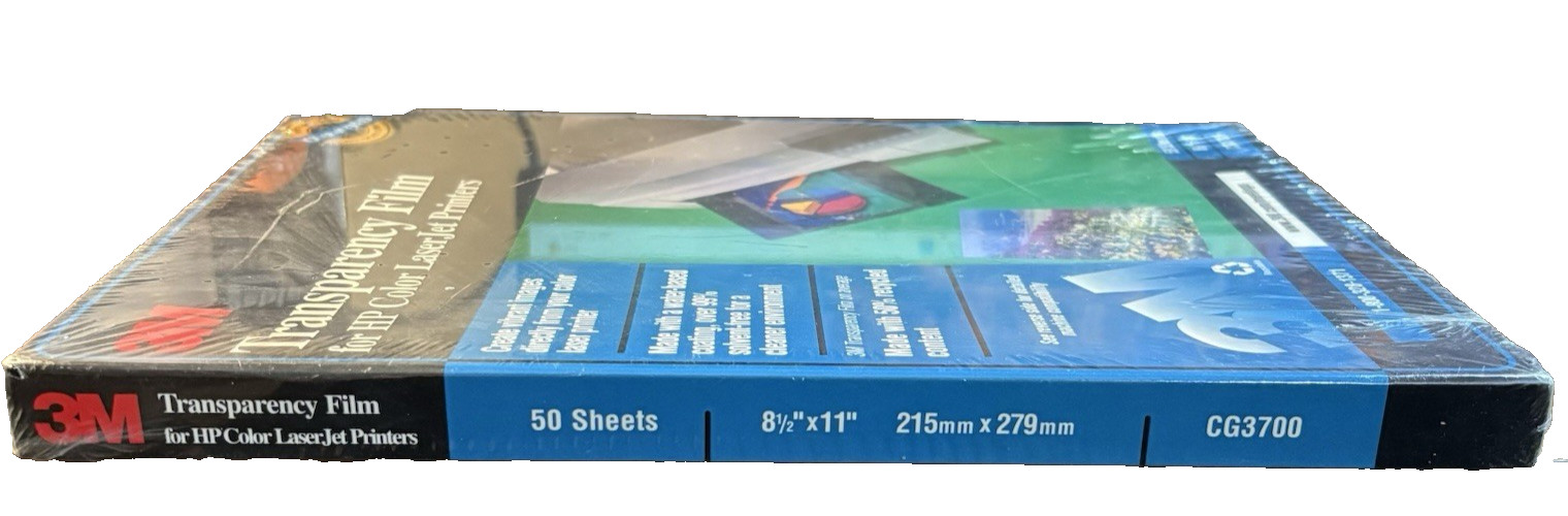 NEW/Sealed 3M Transparency Film Clear 8.5″x11” 50 Sheets HP Laser Printer CG3700