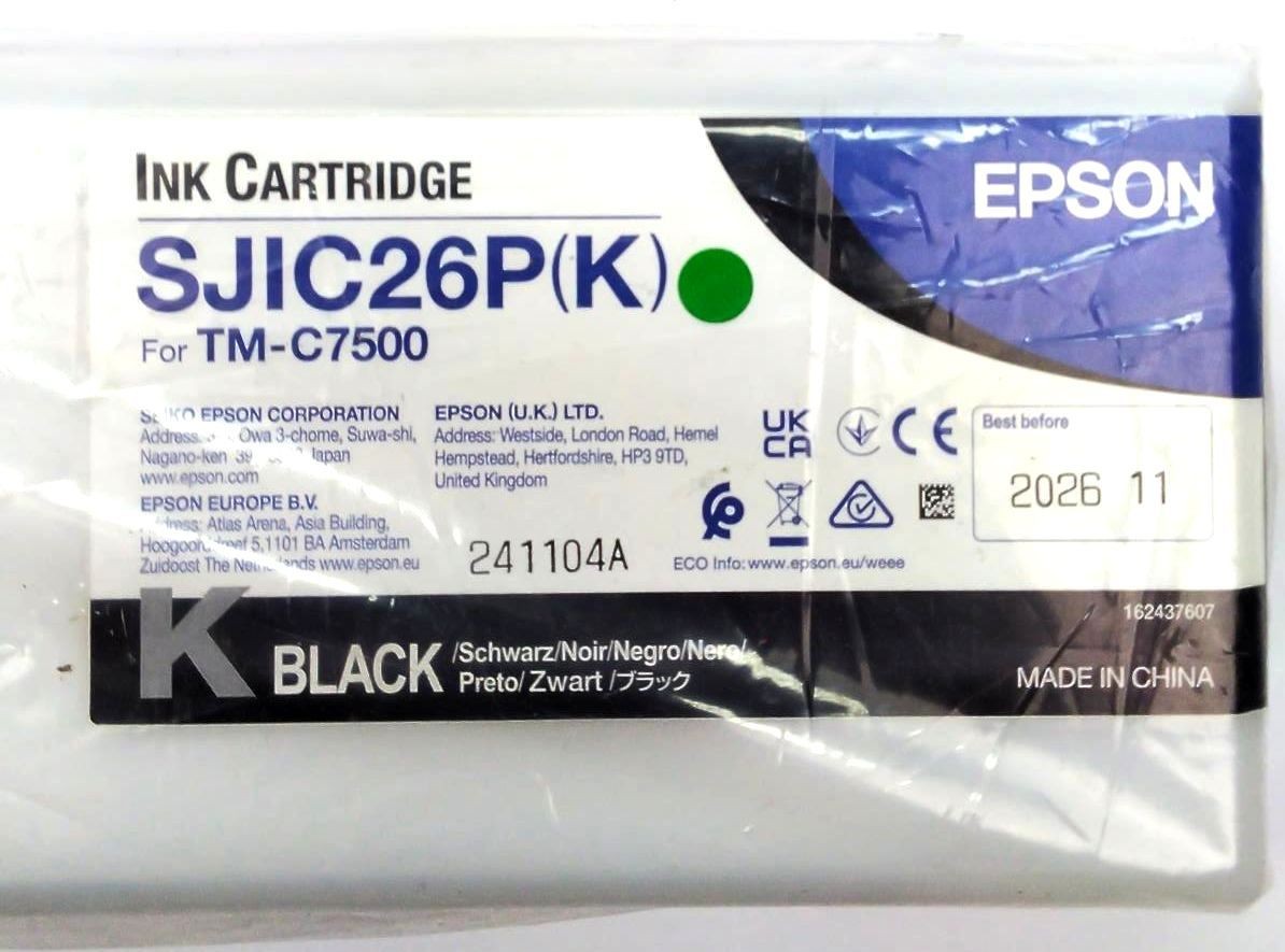 Epson ColorWorks TM-C7500 Ink Cartridge SJIC26P(K) Black Genuine OEM