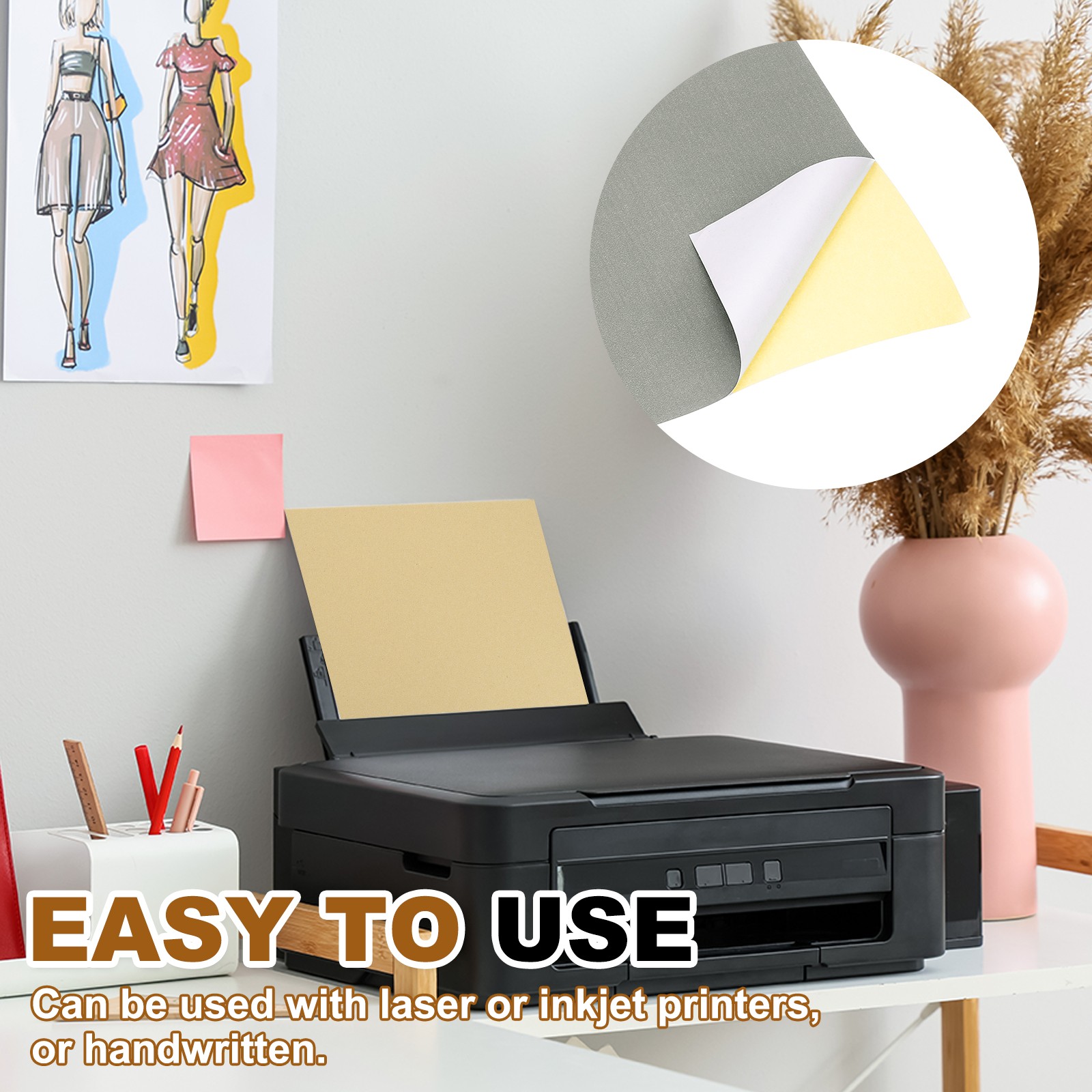 30 Sheets Printable Vinyl Sticker Paper for Inkjet Printer, Gray