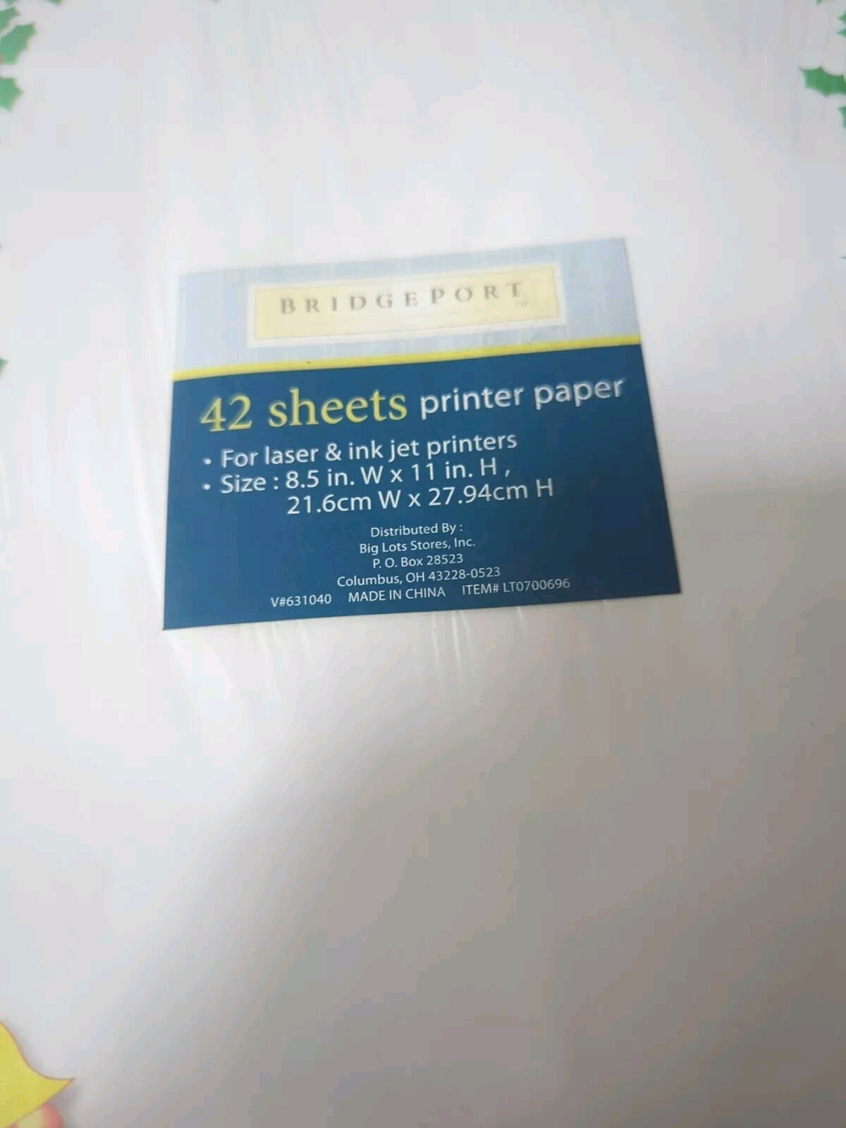 One Pkg Bridgeport Holly&Ivy Border Candy Cane Christmas Computer Paper