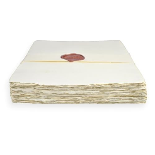 100% Cotton Vintage Deckle-Edge Handmade Printer Paper, 8.5×11″, Off-White, 100