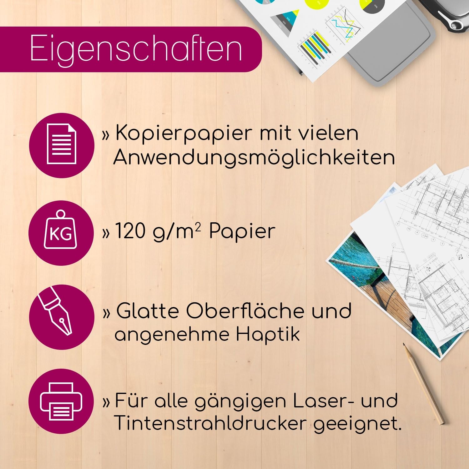 A4 Premium Copy Paper I 120gsm I 250 Sheets in White I Paper Blank Re…