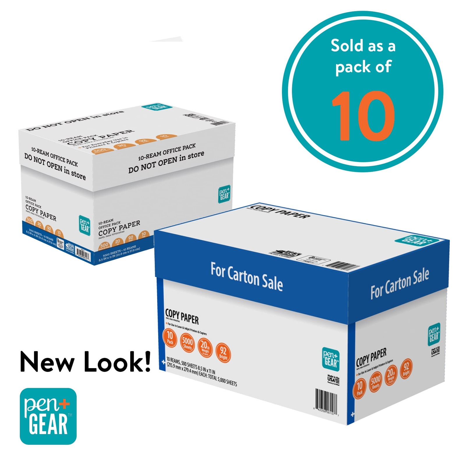 Pen+Gear Copy Paper 8.5″x11″, 92 Bright White 20lb., 10 Ream Case (5,000 Sheets)