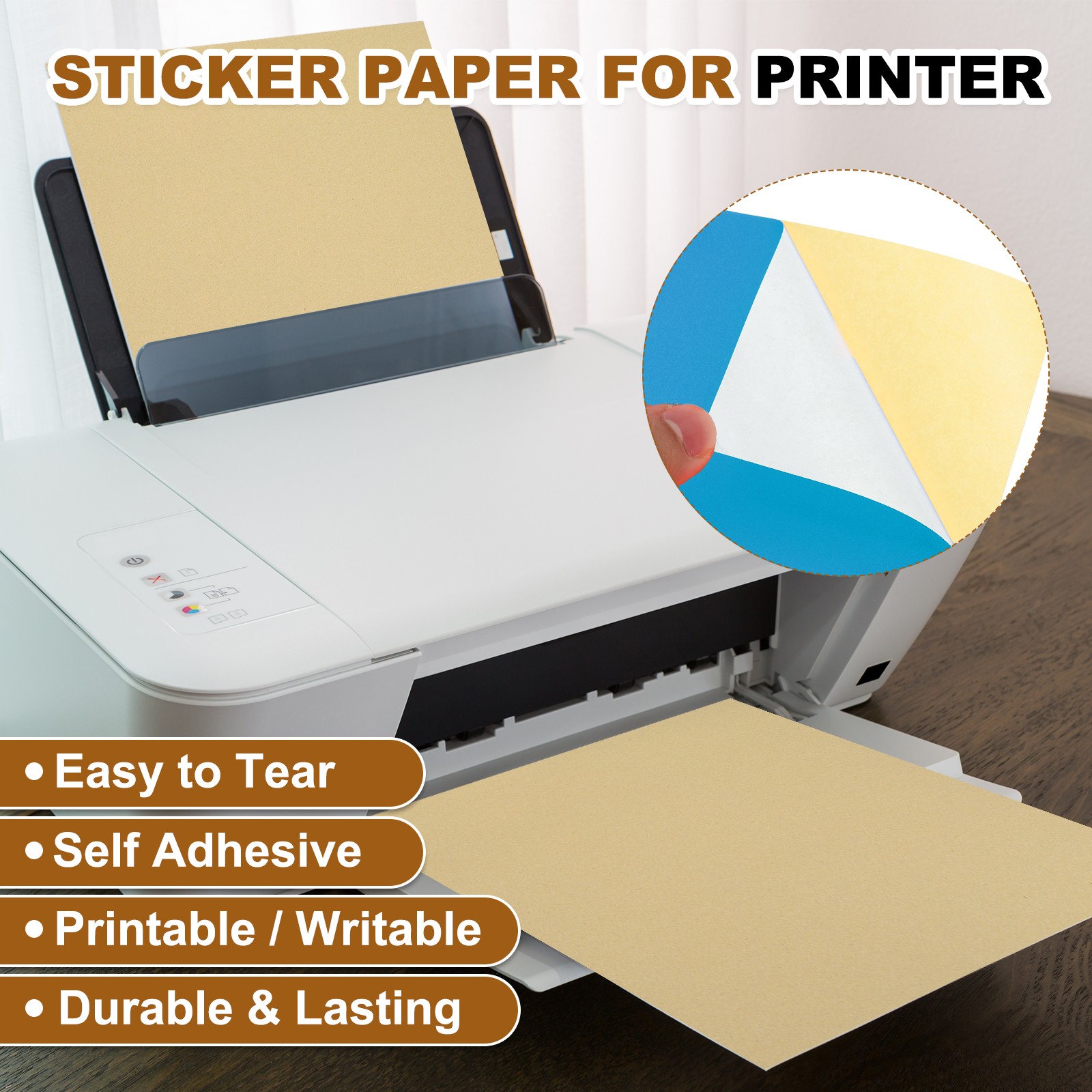 15 Sheets Printable Vinyl Sticker Paper for Inkjet Printer, Blue