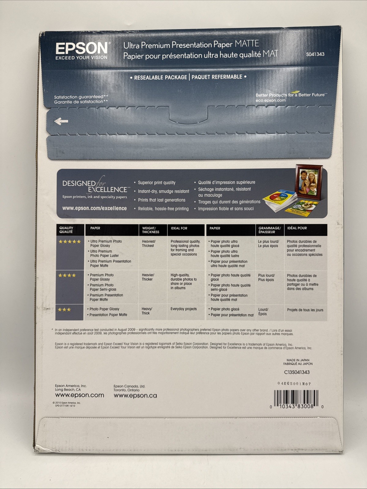 Epson Ultra Premium Presentation Matte Paper S041343 11.7 X 16.5 A3 50 Sheets
