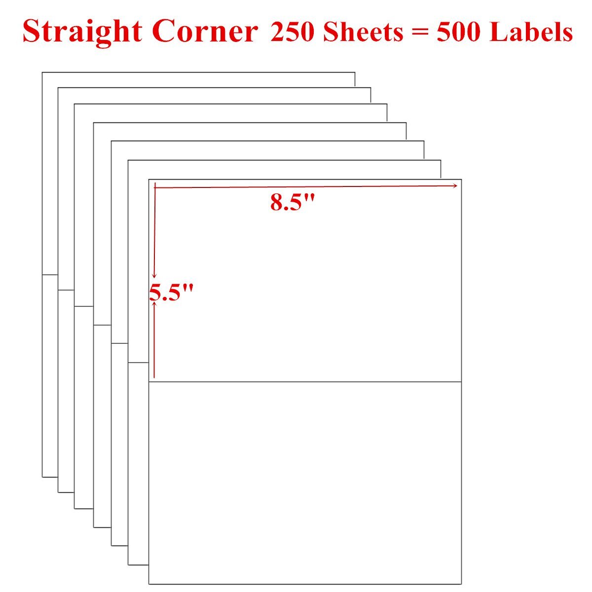500 Shipping Labels 2 Per Sheet Blank Self Adhesive 8.5×5.5 for Laser