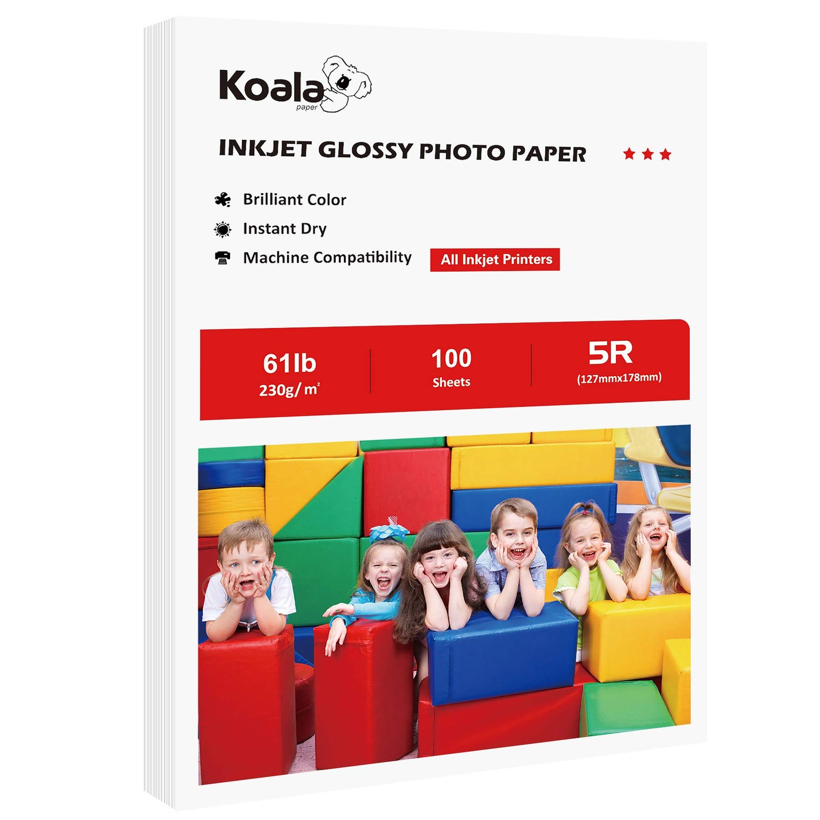 100 Sheets Koala Heavyweight Photo Paper High Glossy 5×7 Inch 61LB Inkjet Set