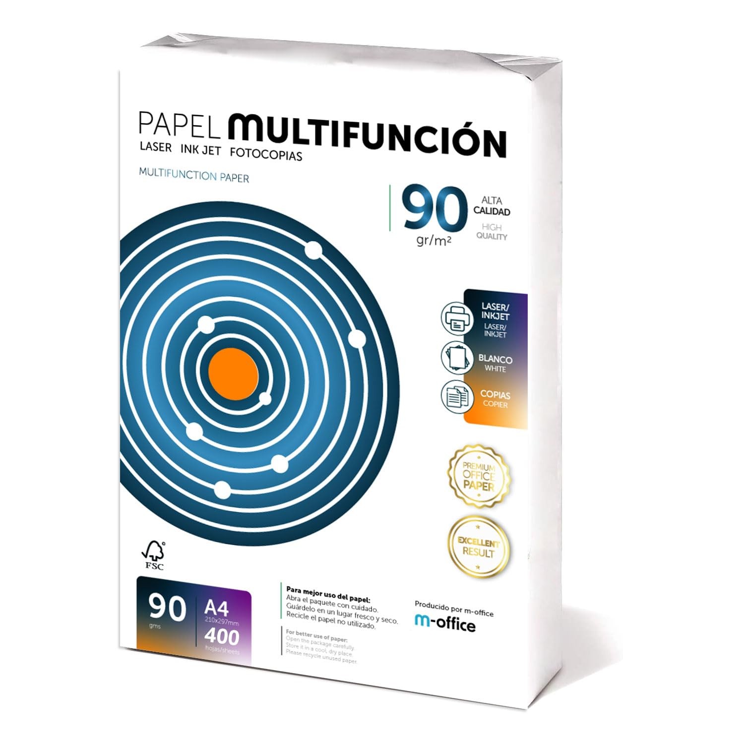 Folios A4, 90g, 400 Sheets, Multipurpose Paper for Printers, Laser Printers and Inj…