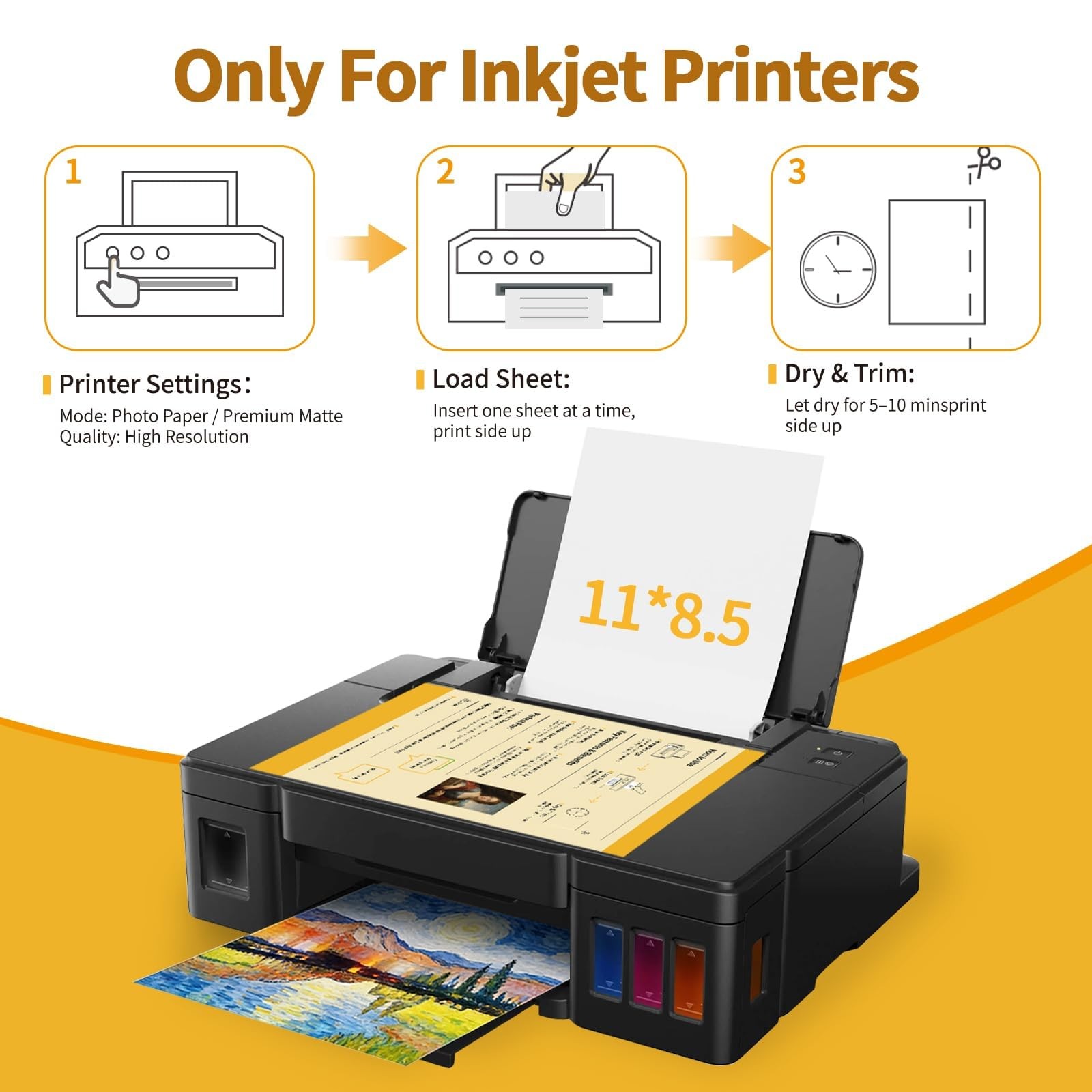 10 PCS Fabric Print Sheets For Inkjet Printers 8.5×11 Inch 280gsm Bright White