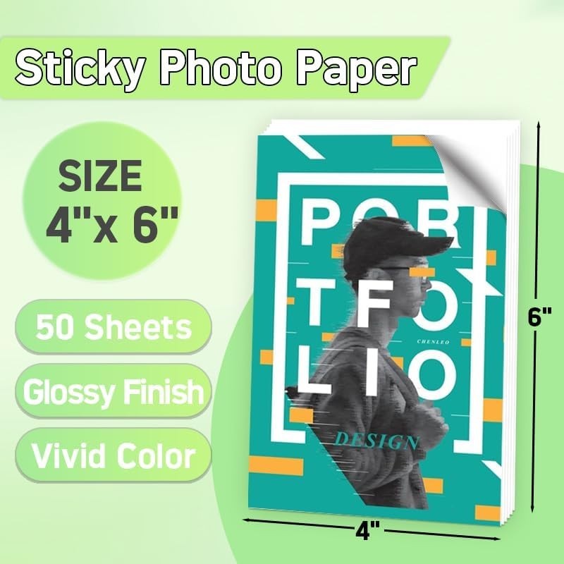 Vivid 4×6 Glossy Inkjet Sticker Paper – 50 Sheets