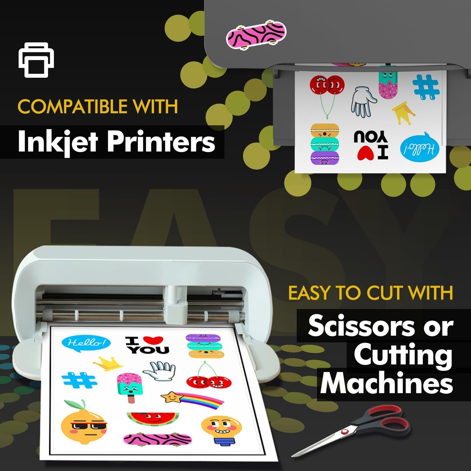 Printable Fabric Sticker Paper for Inkjet Printers, 8.5×11 Inches Matte White…