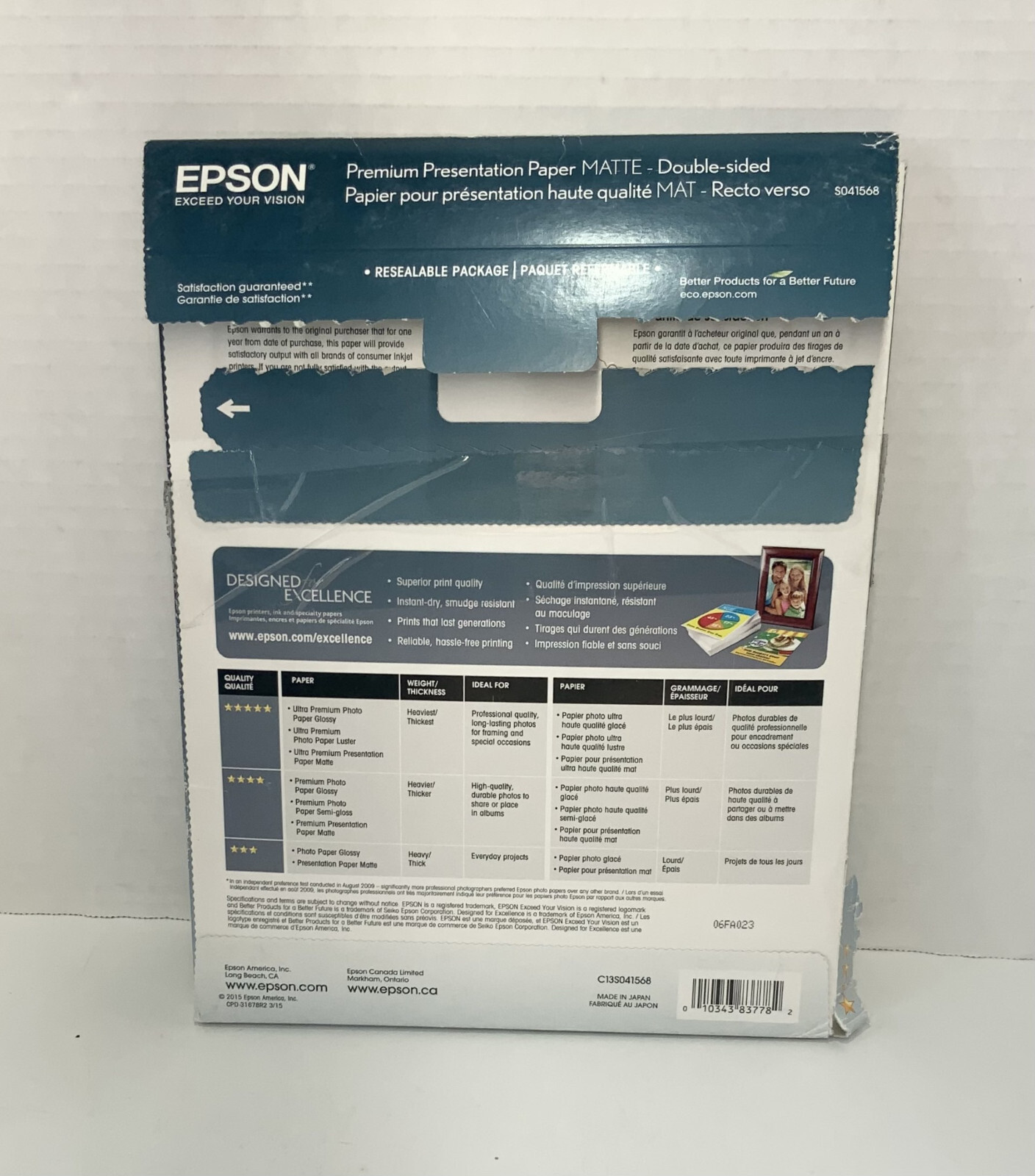 Epson Premium Presentation Paper, Matte, 50 Sheets, 8.5″ x 11″