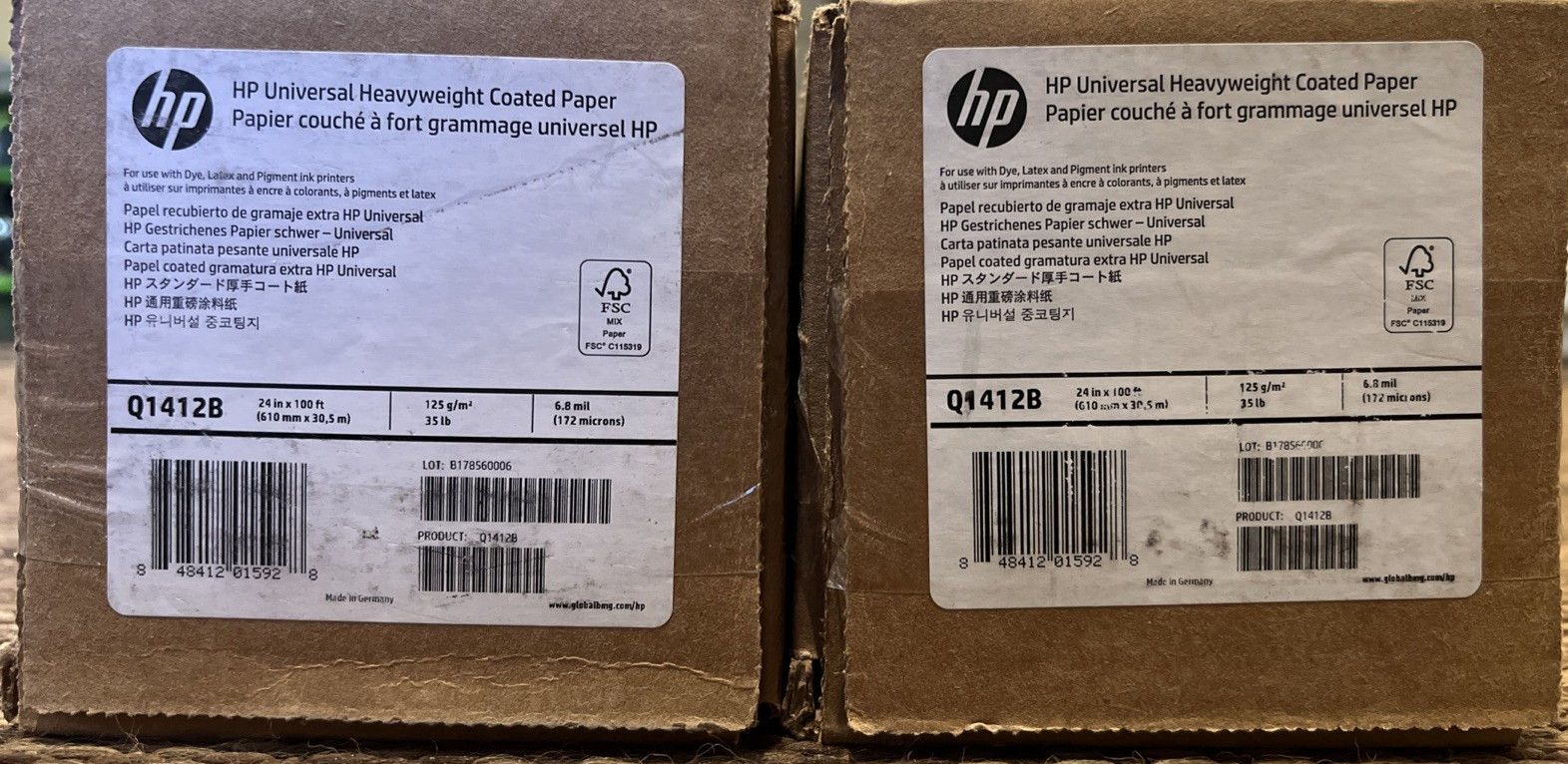 2 Qty HP Q1412B HP Universal Heavyweight Coated Paper 24″ x 100′