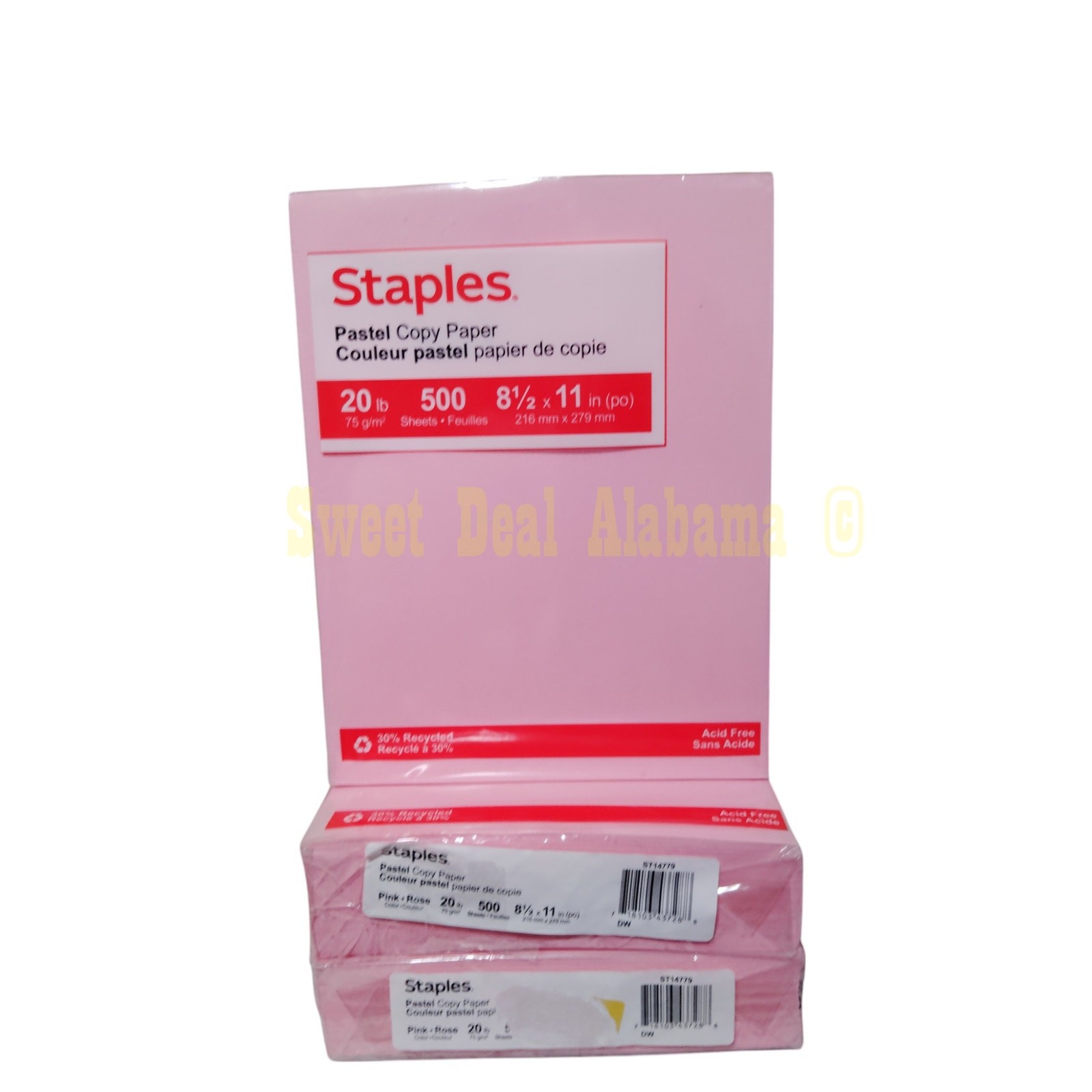3 Reams, 1500 Pages, Staples Pastel Pink Copy Paper 8-1/2″ X 11″ No.14779