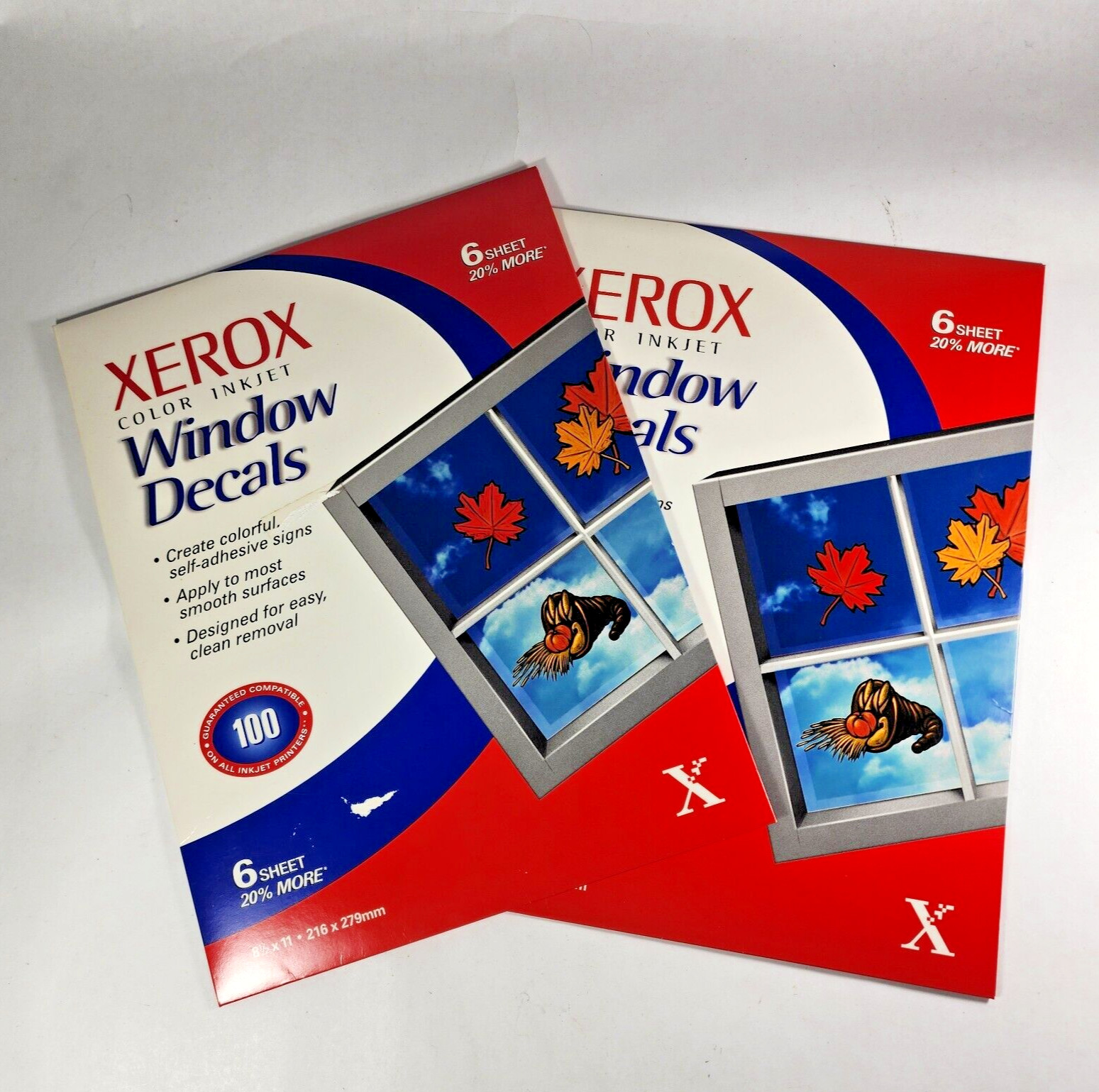 Xerox Color Inkjet Window Decals New Unopened Old Stock. 2pks of 6 Sheets
